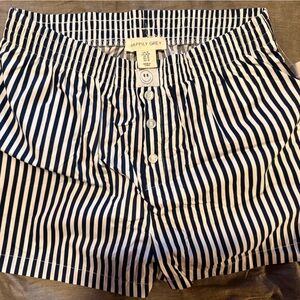 Navy and White Striped Button shorts